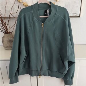 adidas Women's Dark Green / Teal Zip Bomber Jacket
